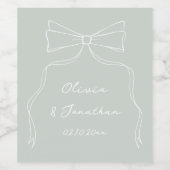 Hand getrokken boog salie groene bruiloft wijn etiket (Enkel label)