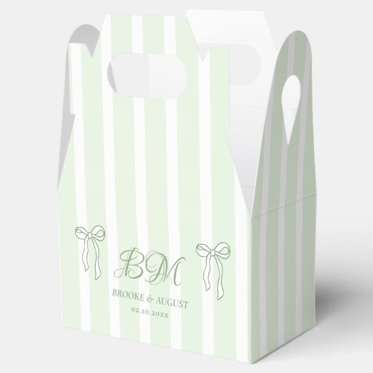 Hand getrokken boog wit en groene bruiloft bedankdoosjes (Geopend)