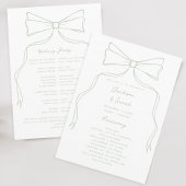 Hand getrokken boog wit en groene bruiloft programmakaart