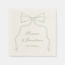 Hand getrokken boog wit en groene bruiloft servet