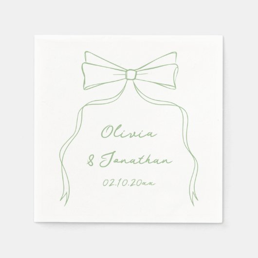 Hand getrokken boog wit en groene bruiloft servet (Voorkant)