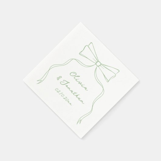 Hand getrokken boog wit en groene bruiloft servet (Hoek)