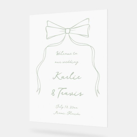 Hand getrokken boog wit en groene bruiloft welkom acryl bord (Hoek)