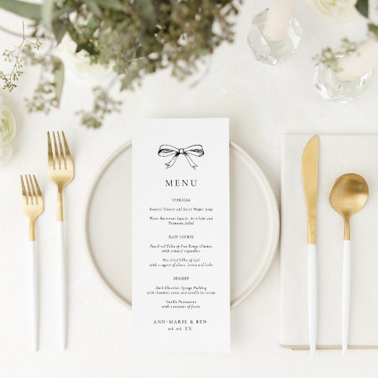  Hand getrokken boog zwart bruiloft menu