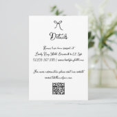 Hand getrokken boog zwart en wit bruiloft details informatiekaartje (Staand voorkant)