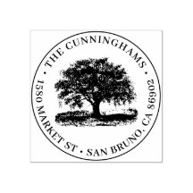 Hand getrokken boom rond familienaam & retouradres