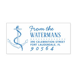 Hand-getrokken Boot Anker & Touw Naam Retouradres Zelfinktende Stempel
