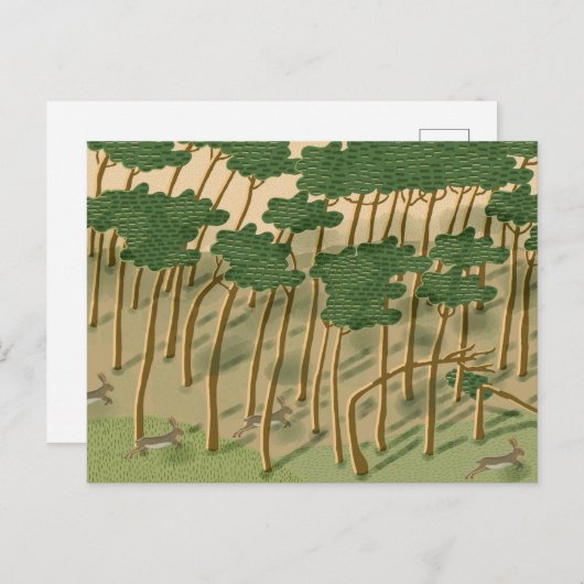 Hand getrokken Bos Feestdagenkaart (Voorkant / Achterkant)