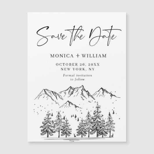 Hand getrokken bos Sla de datum magnetische Kaart (Voorkant)