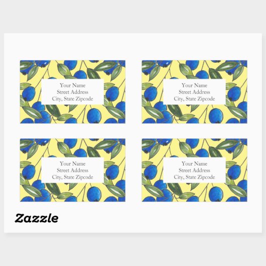 'Hand getrokken bosbessen 2 patroon' Etiketten (Vel)