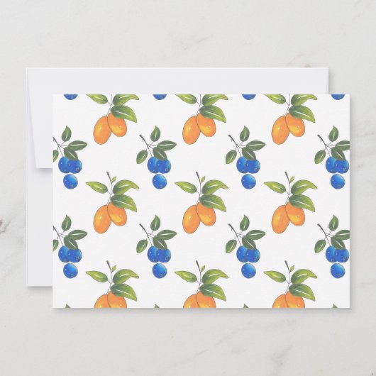 Hand getrokken bosbessen & Kumquats Patroon Bedankkaart (Achterkant)