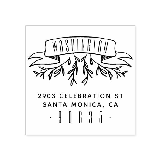 Hand-getrokken Botanische Banner Retouradres Rubberstempel (Afrduk)