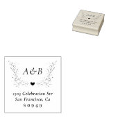 Hand-getrokken botanische bruiloft retouradres rubberstempel (Gestempeld)