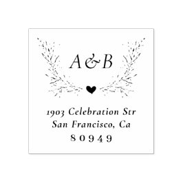 Hand-getrokken botanische bruiloft retouradres rubberstempel