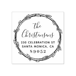 Hand-getrokken Botanische Grens Familie Terugkeera Rubberstempel