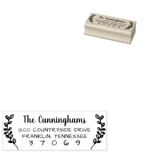 Hand getrokken botanische groen tak rubberstempel (Gestempeld)