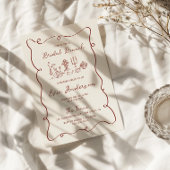 Hand getrokken Bourgogne Bruids Brunch Kaart