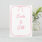 Hand getrokken Bow Coquette Roze Kaarten en cadeau (Staand voorkant)