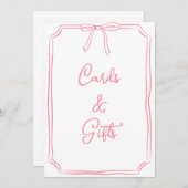 Hand getrokken Bow Coquette Roze Kaarten en cadeau (Voorkant / Achterkant)