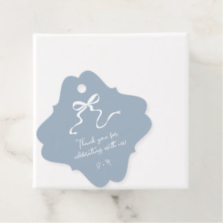 Hand getrokken Bow Dusty Blue Favor Tags Bedankjes Labels