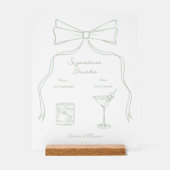 Hand Getrokken Bow Groene Handtekening Drinken Huw Acryl Bord (Voorkant)