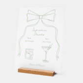 Hand Getrokken Bow Groene Handtekening Drinken Huw Acryl Bord (Hoek)