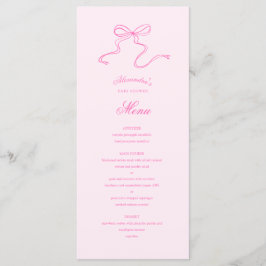 Hand getrokken Bow Roze Baby shower Menu
