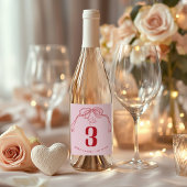 Hand getrokken Bow ROZE & RODE Tafel Nummer Trouwe Wijn Etiket