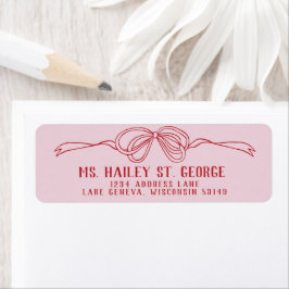 Hand getrokken Bow ROZE & ROOD Wedding Return Adre Etiket