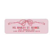 Hand getrokken Bow ROZE & ROOD Wedding Return Adre Etiket (Voorkant)