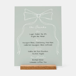 Hand getrokken Bow Sage Green Wedding Bar Drink Me Acryl Bord