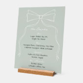 Hand getrokken Bow Sage Green Wedding Bar Drink Me Acryl Bord (Hoek)