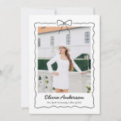 Hand-getrokken Bow & Squiggle Foto Graduation Part Kaart (Achterkant)