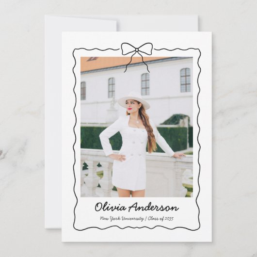 Hand-getrokken Bow & Squiggle Foto Graduation Part Kaart (Achterkant)