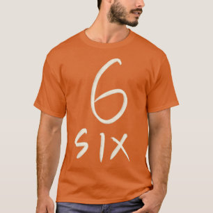 Hand getrokken brief nummer 6 zes t-shirt
