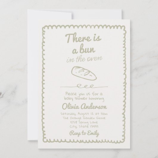 Hand getrokken broodje in de oven Baby shower Kaart (Voorkant)