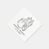 Hand getrokken bruid bruidegom dansen bruiloft servet (Hoek)