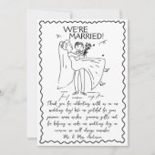 Hand getrokken bruid en bruidegom Scribble Script  Bedankkaart (Voorkant)