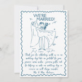 Hand getrokken bruid en bruidegom Scribble Script Bedankkaart (Voorkant)