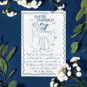 Hand getrokken bruid en bruidegom Scribble Script Bedankkaart