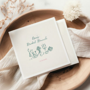 Hand getrokken bruids brunch servet