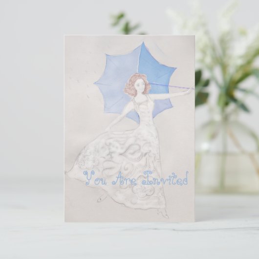 Hand getrokken bruids douche uitnodiging (Staand voorkant)