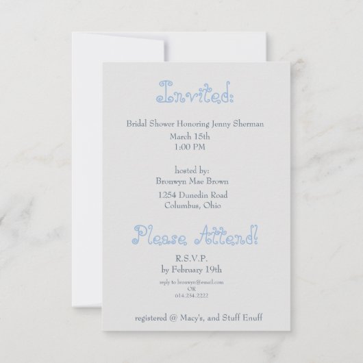 Hand getrokken bruids douche uitnodiging (Achterkant)