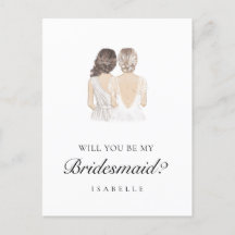 Hand getrokken bruidsmeisje voorstel Briefkaart