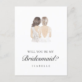 Hand getrokken bruidsmeisje voorstel Briefkaart