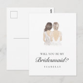 Hand getrokken bruidsmeisje voorstel Briefkaart (Voorkant / Achterkant)