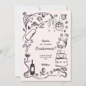 Hand getrokken bruidsmeisje voorstel Kaarten (Voorkant)