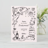 Hand getrokken bruidsmeisje voorstel Kaarten (Staand voorkant)