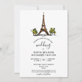 Hand getrokken bruiloft bestemming Parijs Eiffelto Kaart (Voorkant)