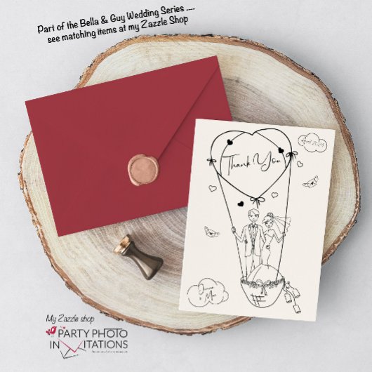 Hand getrokken bruiloft dank u kaart